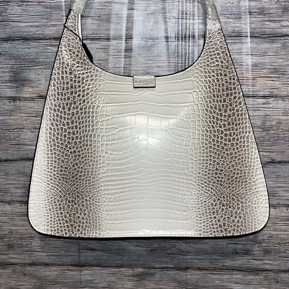 Calvin Klein Audrey Hobo Bag in Natural Croco Reptile Embossed NEW - Picture 3 of 6